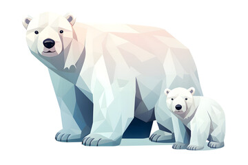 Wall Mural - polar bear two characters cartoon illustration on white background in a vector style