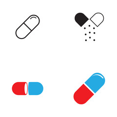 Sticker - capsule icon set vector