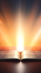 Wall Mural - An open magic book with bright sparkling light rays.