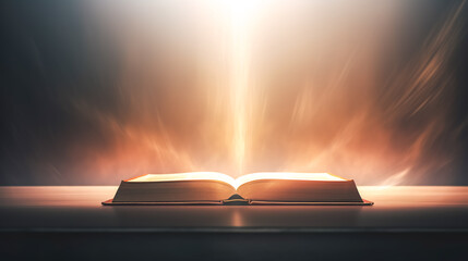 Wall Mural - Magic book, lights coming from an open book.