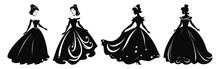 Set Of Princess Black Color Vector Clipart