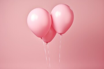 Wall Mural - Pink Helium Balloons On Pastel Pink Background