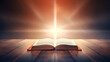 Bright light comes from Christian Bible, Bible study concept.