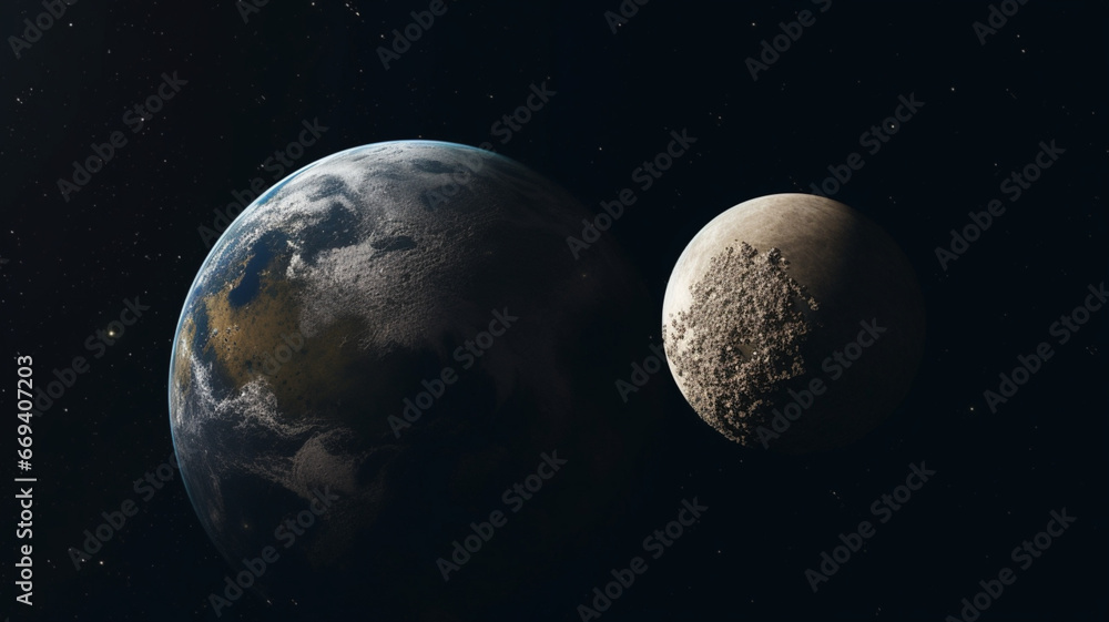 An artistic depiction: Earth and Moon showcased in a harmonious and ...