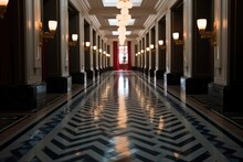 A Grand Hotel Hallway.