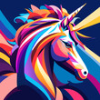 Unicorn head on colorful background. Vector illustration for your design generative AI