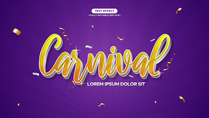 Wall Mural - Carnival Greeting Vector Banner with Text Effect