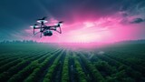 Fototapeta Tęcza - using drones to monitor agricultural growth in an era of technological progress
