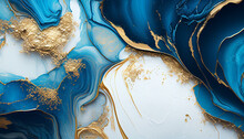 Blue And Gold Abstract Marble Texture Wallpaper