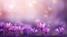 Violet Flower And Nature Spring With Sunlight Background