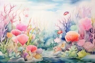 Wall Mural - spring landscape with tulips