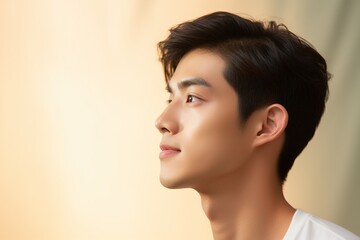 Portrait of handsome young asian man with clean skin, studio shot