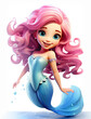 cute adorable beautiful mermaid with light blue color tail