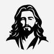 Vector illustration of Jesus Christ, Son of God, in black and white colours, suitable for logo, sign, tattoo, sticker and other print on demand
