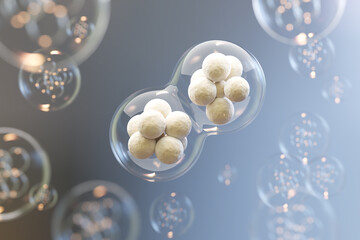Wall Mural - 3d rendering of human cell or embryonic stem cell microscope background.