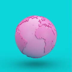 Poster - Pink Earth Globe in Duotone Style. 3d Rendering