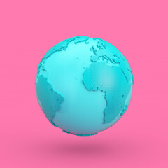 Poster - Blue Earth Globe in Duotone Style. 3d Rendering
