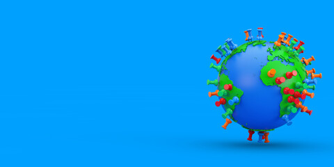 Aufkleber - Location Marking Pins on an Earth Globe. 3d Rendering