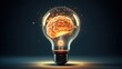 © Khaligo - A bulb with brain idea and glowing effect around, a thought or suggestion as to a possible course of action