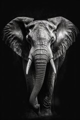 Wall Mural - High resolution HD photo of Elephant, black background, detailed, generative AI	
