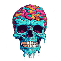 Skull with brain, Vector illustration of a skull with brain