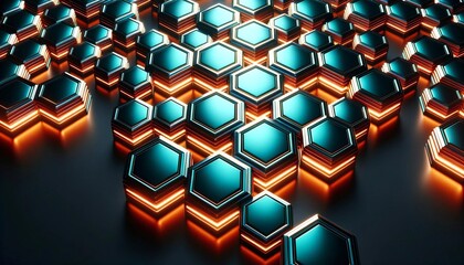 Teal  and orange geometric pattern background, modern banner, futuristic template