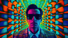 Man With Sunglasses Psychedelic New Age Lsd Fractal - By Generative Ai