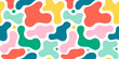 © Dedraw Studio - Colorful abstract organic shape print seamless pattern illustration in retro style. Trendy primary color background with creative drawing.