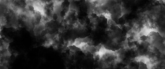 Wall Mural - black and white background of clouds, cloudscape, on transparent background clip art