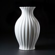 Black or white ceramic vase table against black marble background - Generative AI