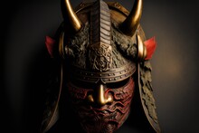Angry Japanese Demon Mask AI Generative Illustration