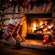 fireplace with christmas socks