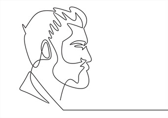 Sticker - Men line art vector. Continuous one line drawing of man portrait. Hairstyle. Fashionable men's style.