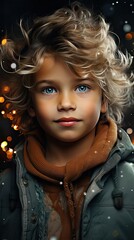Wall Mural - Collage of different adorable children on background. People portrait illustration. Generative AI