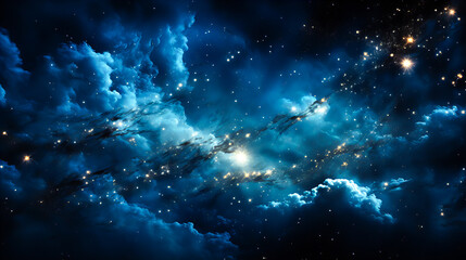Wall Mural - dramatic landscape of an unknown planet, with high stone mountains, cosmic clouds, smoke, and fire. 