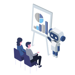 Wall Mural - isometric illustratiojn of Artificial intelligence AI robot