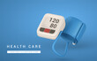 3d realistic medical blood pressure in cartoon style. Doctor equipment icon. Wellness and online healthcare concept. Vector illustration