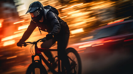 BMX bicycle isolated biker on blurred motion dirty background