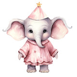 Fototapeta Pokój dzieciecy - Watercolor Christmas elephant transparent background