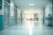© Hope - Light blurred background. The hall of an office or medical institution with panoramic windows and a perspective.