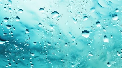 Poster - Closeup of rough water surface texture with splashes and bubbles in mint blue color. Trendy fresh abstract nature background.