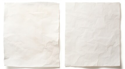 Two sheets of handmade paper, isolated on white background