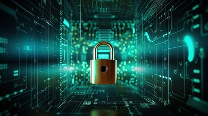 Aufkleber - User with privacy security and encryption, Cybersecurity concept, Security of internet access, Virtual screen with padlock icon, Data or network protection