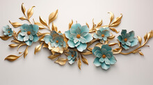 A Large Blue And Gold Wall Mounted Art Sculpture