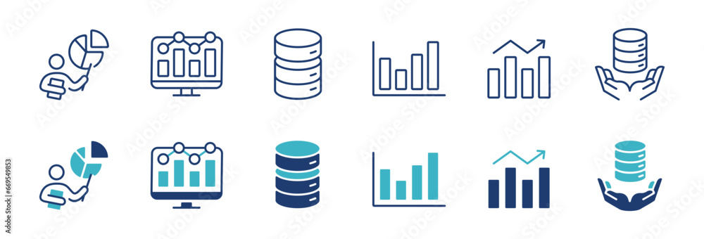 business report diagram analysis chart icon set marketing performance ...