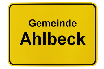 Illustration eines Ortsschildes der Gemeinde Ahlbeck in Mecklenburg-Vorpommern