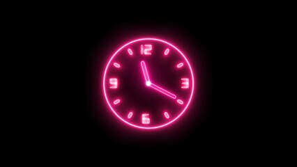 Poster - abstract glowing neon clock icon illustration 4k 