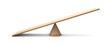 Wooden Seesaw 3d with leaning to the ground on transparent background. Leaning  on seesaw 3d render. 3d illustration