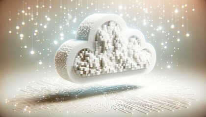 Canvas Print - White cloud computing technology concept. Generative AI