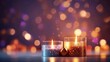 Romantic festive holiday evening. Diwali festival of lights. Holiday background Hindu Diwali or Deepavali. Christmas card Celebration Greeting: Merry Cristmas, Dia de Las Velitas, Feliz Navidat